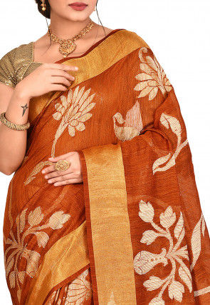 Banarasi Matka Silk Saree in Rust
