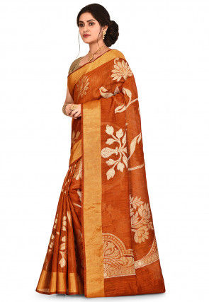 Banarasi Matka Silk Saree in Rust