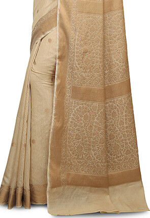 Banarasi Muga Silk Saree in Beige