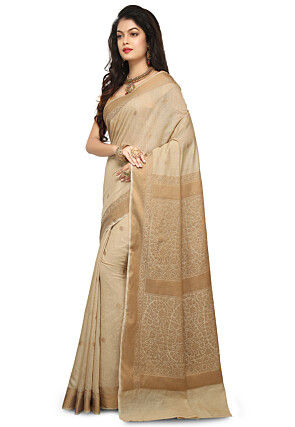 Banarasi Muga Silk Saree in Beige