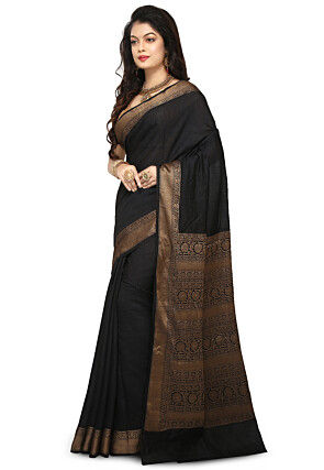Banarasi Muga Silk Saree in Black