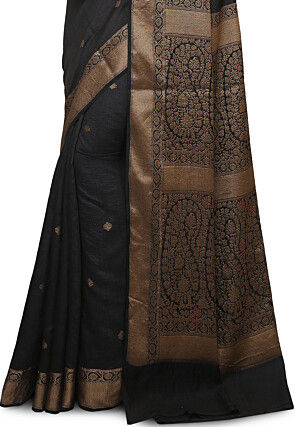 Banarasi Muga Silk Saree in Black