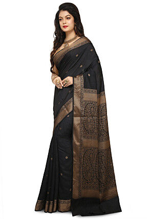Banarasi Muga Silk Saree in Black