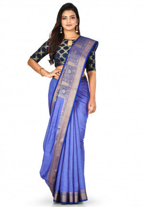 Banarasi Pure Muga Silk Saree in Indigo Blue