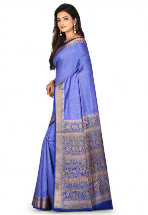Banarasi Muga Silk Saree in Indigo Blue