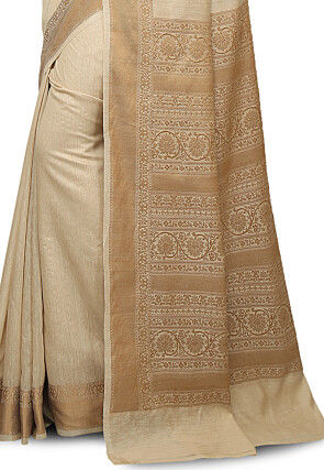 Banarasi Muga Silk Saree in Light Beige