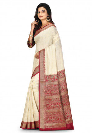 Banarasi Muga Silk Saree in Light Beige