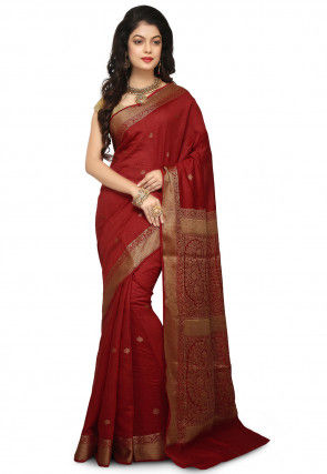 Banarasi Muga Silk Saree in Maroon