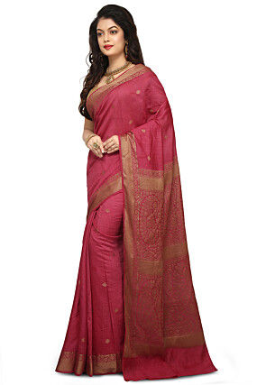 Banarasi Muga Silk Saree in Pink