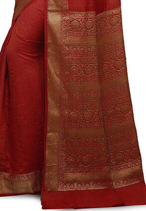 Banarasi Muga Silk Saree in Rust