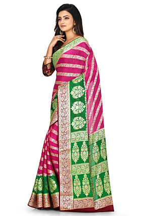 Banarasi Pure Silk Georgette Saree in Fuchsia