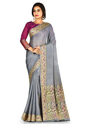 Banarasi Pure Silk Georgette Saree in Grey