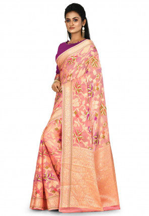 Banarasi Pure Georgette Silk Saree in Peach