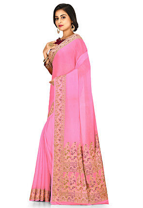 Banarasi Pure Silk Georgette Saree in Pink