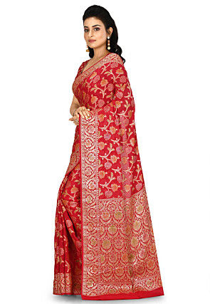 Banarasi Pure Silk Georgette Saree in Red