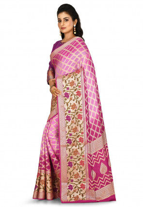 Banarasi Pure Silk Georgette Saree in Shaded Pink