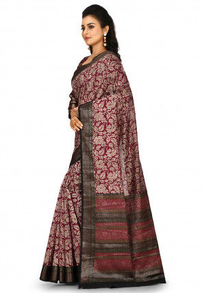 Banarasi Pure Cotton Handloom Saree in Maroon