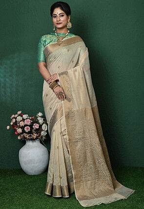 Banarasi Pure Silk Saree in Beige