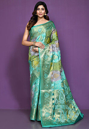 Banarasi Pure Silk Saree in Green and Grey