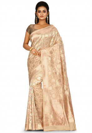 Banarasi Pure Silk Handloom Saree in Light Beige