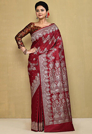 Banarasi Pure Silk Saree in Maroon