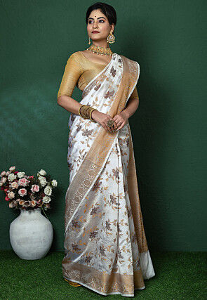 Banarasi Pure Silk Saree in Off White