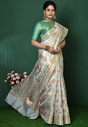 Banarasi Pure Silk Saree in Off White