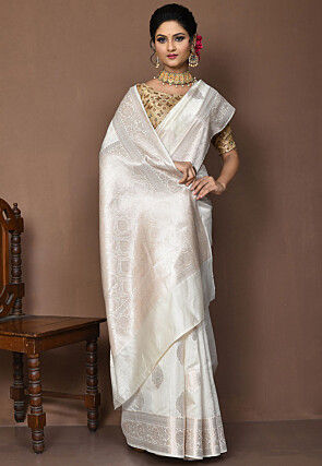 Banarasi Pure Silk Saree in Off White