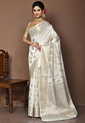 Banarasi Pure Silk Saree in Off White