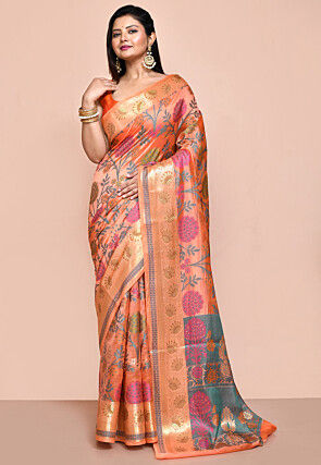 Banarasi Pure Silk Saree in Orange