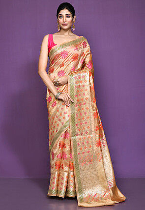 Banarasi Pure Silk Saree in Peach