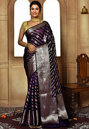 Banarasi Pure Silk Saree in Violet
