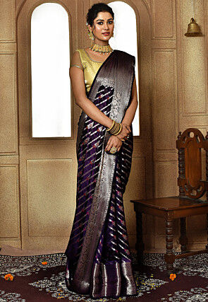 Banarasi Pure Silk Saree in Violet