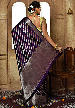 Banarasi Pure Silk Saree in Violet