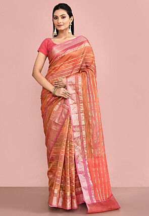 Banarasi Pure Tissue Cotton Saree in Orange