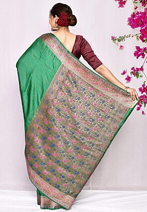 Banarasi Pure Tussar Silk Saree in Green