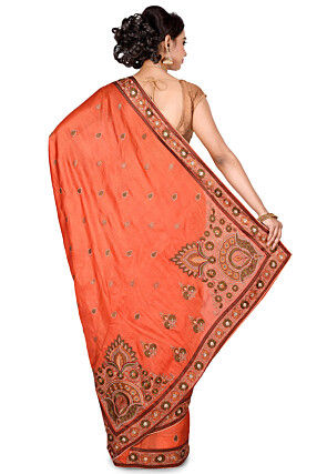 Banarasi Tussar Silk Saree in Orange