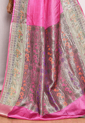 Banarasi Pure Tussar Silk Saree in Pink