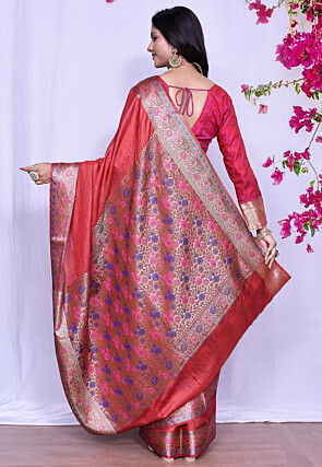 Banarasi Pure Tussar Silk Saree in Red