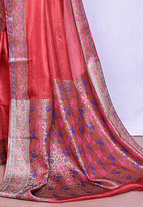 Banarasi Pure Tussar Silk Saree in Red