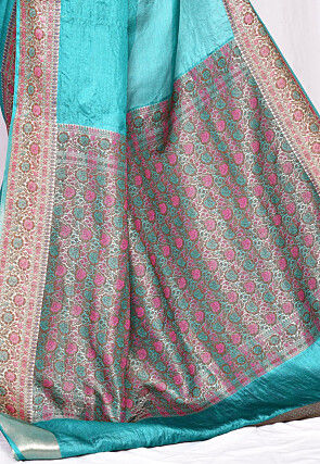 Banarasi Pure Tussar Silk Saree in Teal Blue