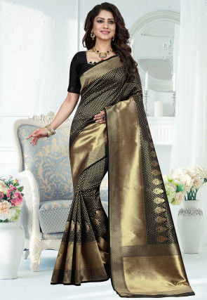 Banarasi Saree in Black and Golden