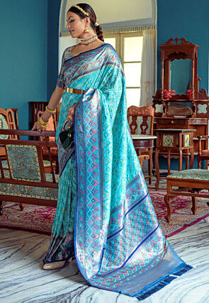 Buy online Light Blue Silk Banarasi Saree With Blouse from ethnic wear for  Women by H V Enterprise for ₹1109 at 66% off | 2024 Limeroad.com