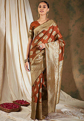 Banarasi Saree in Rust