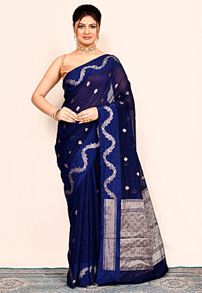 Banarasi Saree in Dark Blue