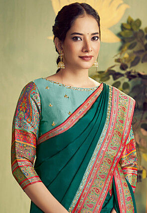 Banarasi Saree in Dark Green