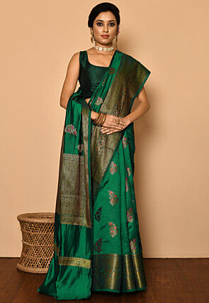 Banarasi Saree in Dark Green