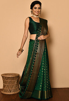 Banarasi Saree in Dark Green