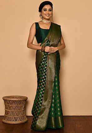 Banarasi Saree in Dark Green