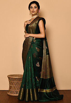 Banarasi Saree in Dark Green